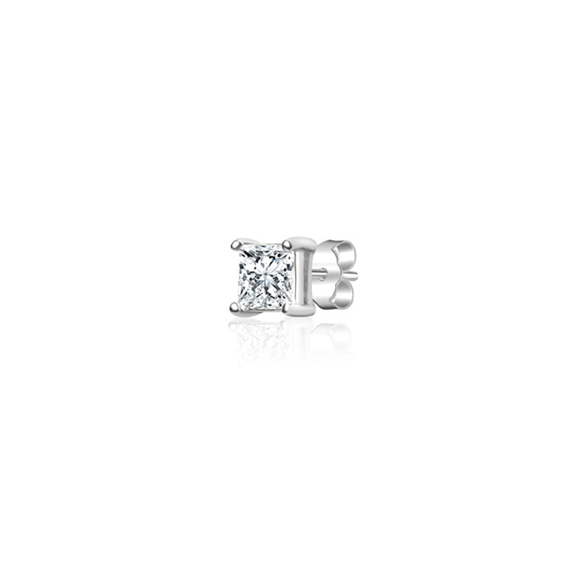 Shinning Square Sterling Silver Stud for Men - Single