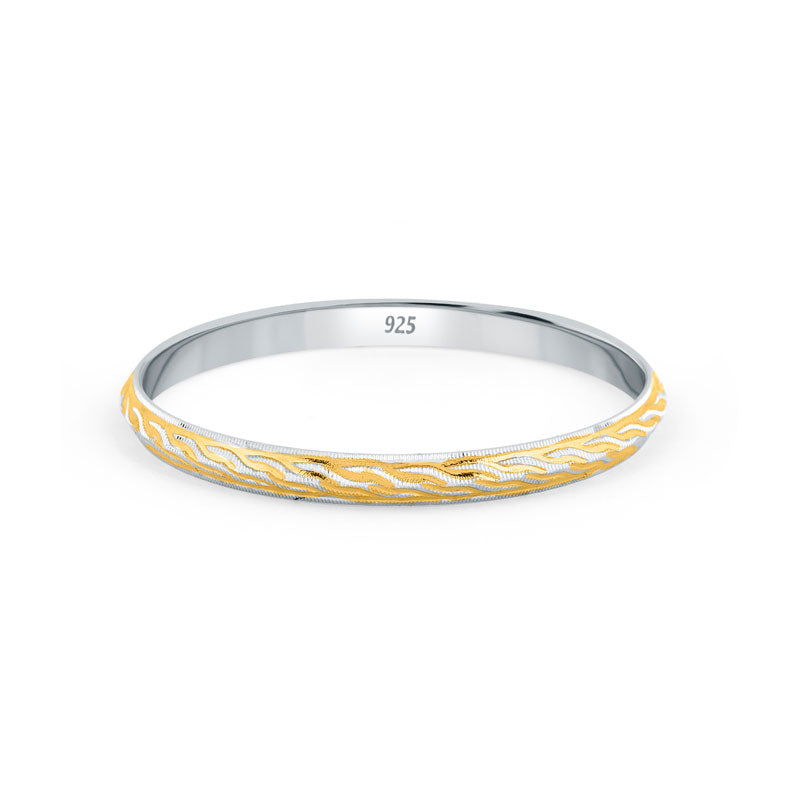 Gold and silver bangle with '925' stamp on a white background

