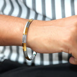Golden Grid 925 Sterling Silver Punjabi Sikhi Kada for Men