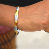 Golden Grid 925 Sterling Silver Punjabi Sikhi Kada for Men
