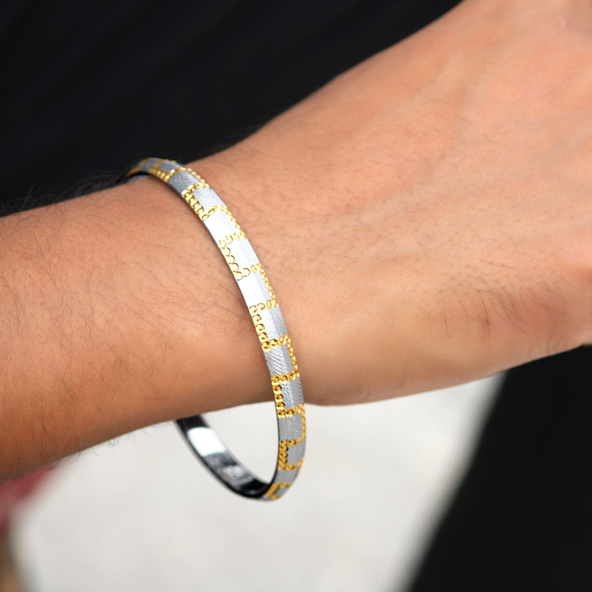 GoldLink 925 Sterling Silver Kada for Men