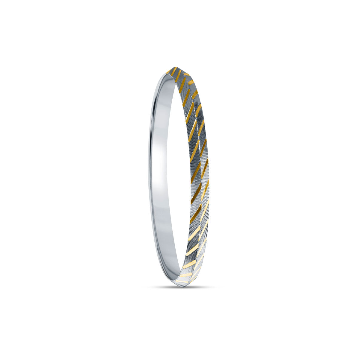 Golden Slant Dual Tone 925 Sterling Silver Punjabi Sikhi Kada for Men
