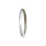 Golden Slant Dual Tone 925 Sterling Silver Punjabi Sikhi Kada for Men