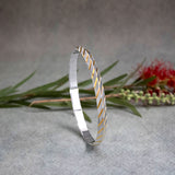Golden Slant Dual Tone 925 Sterling Silver Punjabi Sikhi Kada for Men