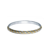 Golden Slant Dual Tone 925 Sterling Silver Punjabi Sikhi Kada for Men