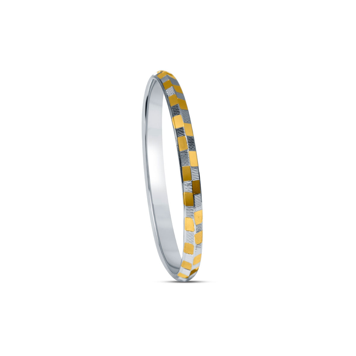 Gold Check Dual Tone 925 Sterling Silver Punjabi Sikhi Kada for Men