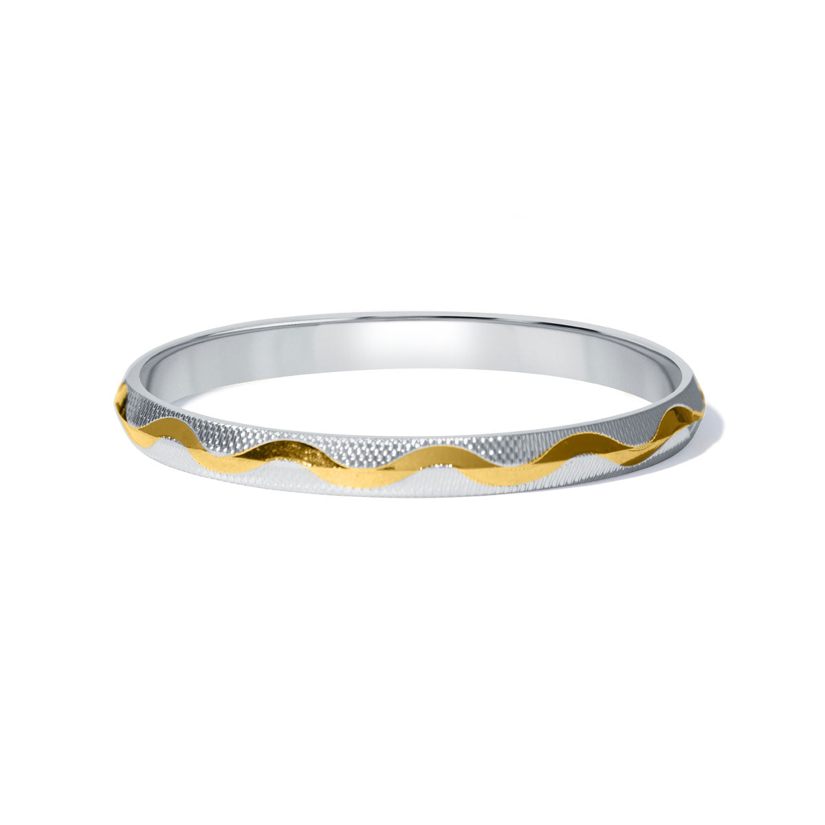 Gold Ripple Dual-Tone Sterling Silver Kada  for Men