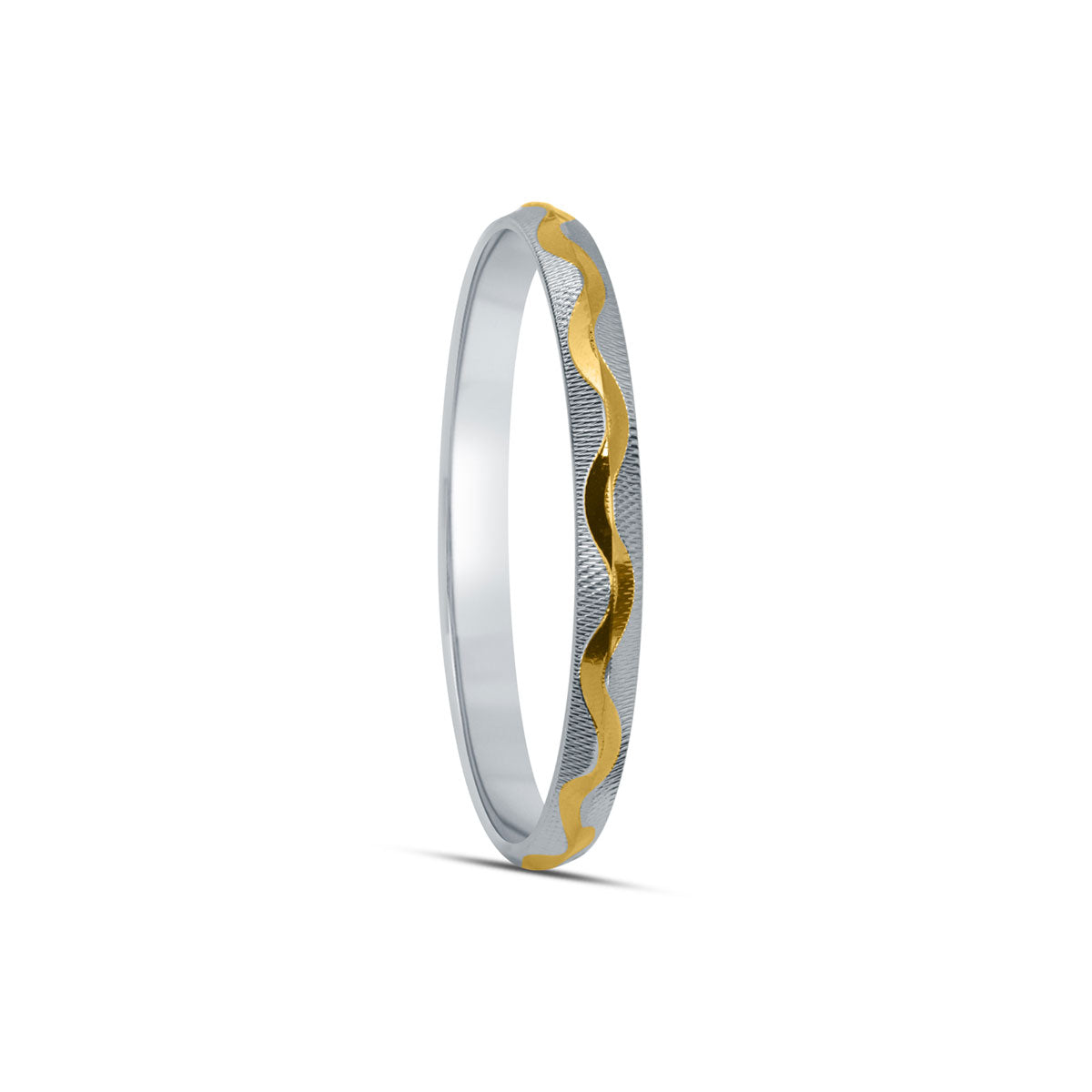 Gold Ripple Dual-Tone Sterling Silver Kada  for Men