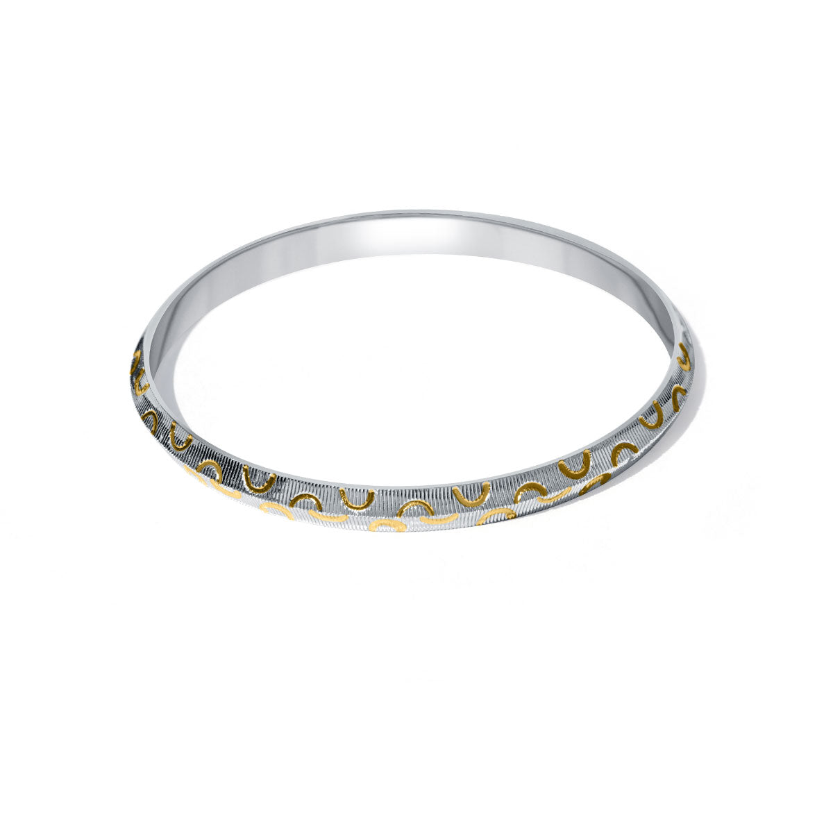 Gold Curve Dual-Tone Sterling Silver Kada for Men