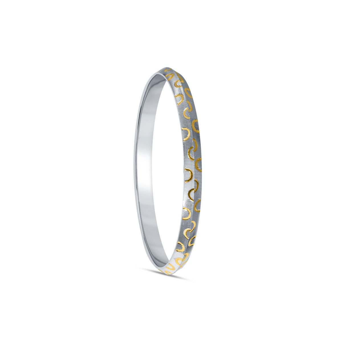 Gold Curve Dual-Tone Sterling Silver Kada for Men