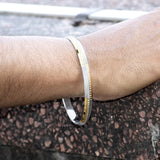 Gold Bar Dual-Tone Sterling Silver Kada for Men