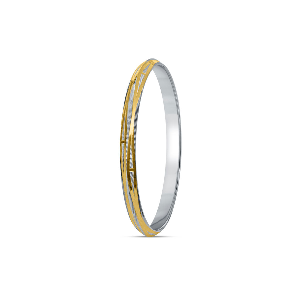 Gold Track Dual Tone Sterling Silver Kada for Men