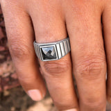 Midnight Eclipse 925 Sterling Silver Ring for Men