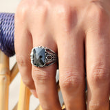 Midnight Bloom 925 Sterling Silver Ring for Men