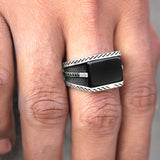 Blackout 925 Sterling Silver Ring for Men
