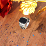 Noir Floraison 925 Sterling Silver Ring for Men