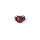 Red Grid 925 Sterling Silver Ring for Men
