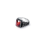 Red Grid 925 Sterling Silver Ring for Men