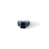 Blue Grid 925 Sterling Silver Ring for Men