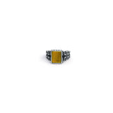 Golden Grid 925 Sterling Silver Ring for Men