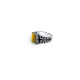Golden Grid 925 Sterling Silver Ring for Men