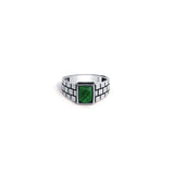 Green Matrix 925 Sterling Silver Ring for Men