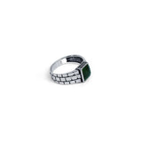 Green Matrix 925 Sterling Silver Ring for Men