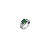 Green Matrix 925 Sterling Silver Ring for Men
