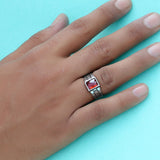 Red Matrix 925 Sterling Silver Ring for Men