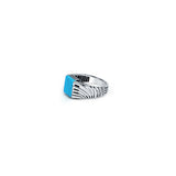 Turquoise Stream 925 Sterling Silver Ring for Men
