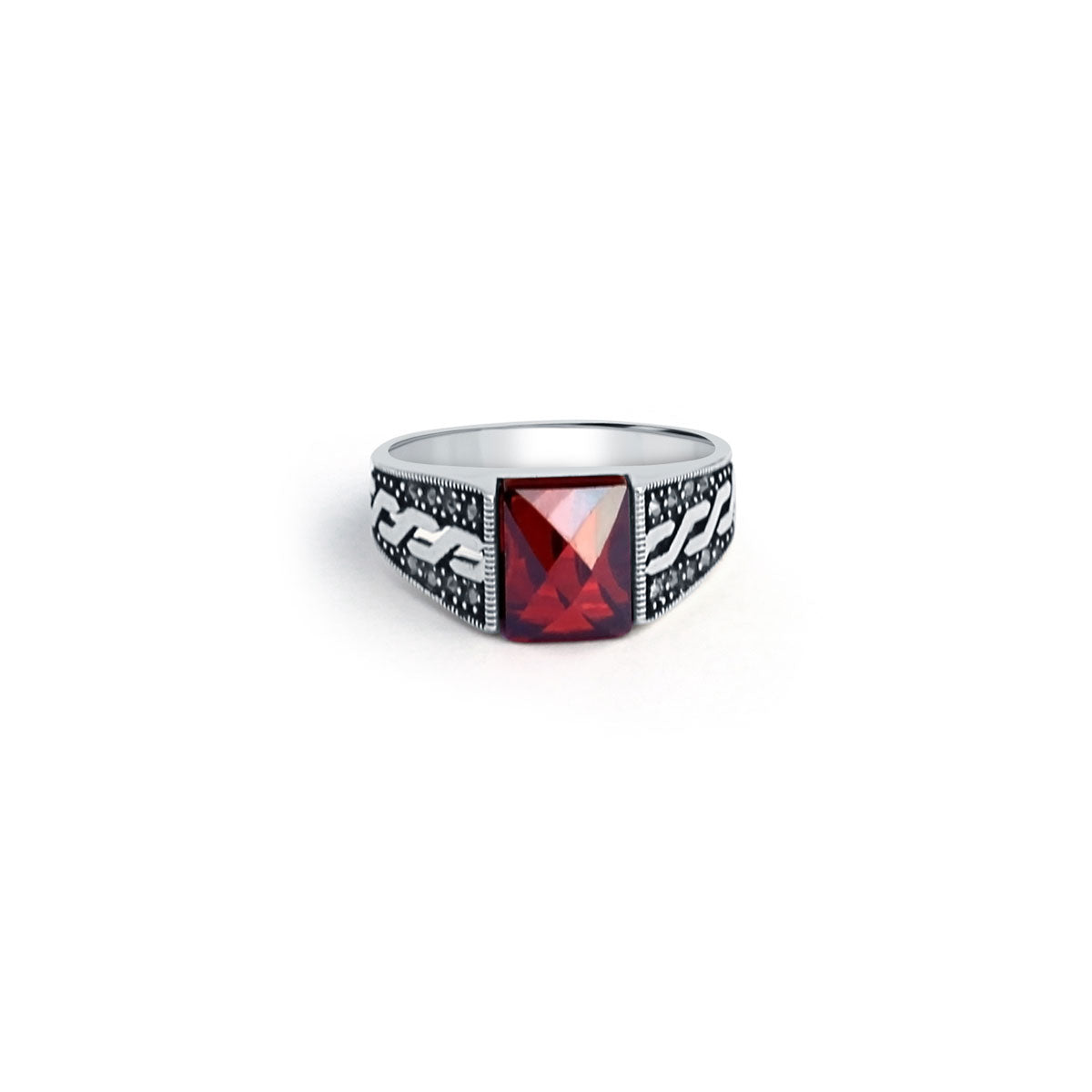 Crimson Majesty 925 Sterling Silver Ring for Men