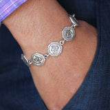 Surya Aum Oxidised Silver Bracelet for Men