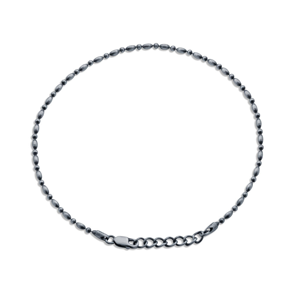 Oxidised Beadline 925 Sterling Silver Anklet for Women