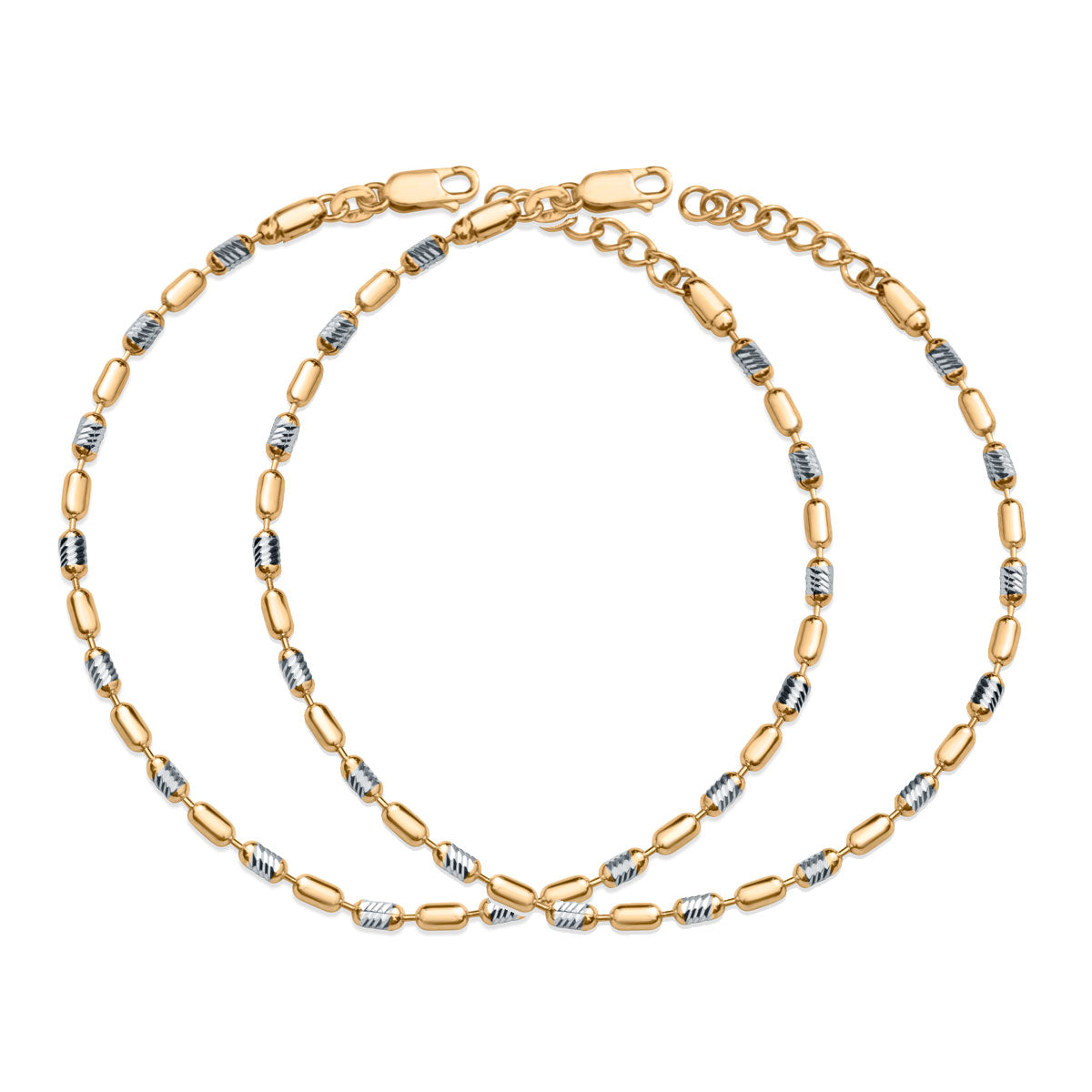 Kavya women's 925 silver anklet with gold and textured silver details