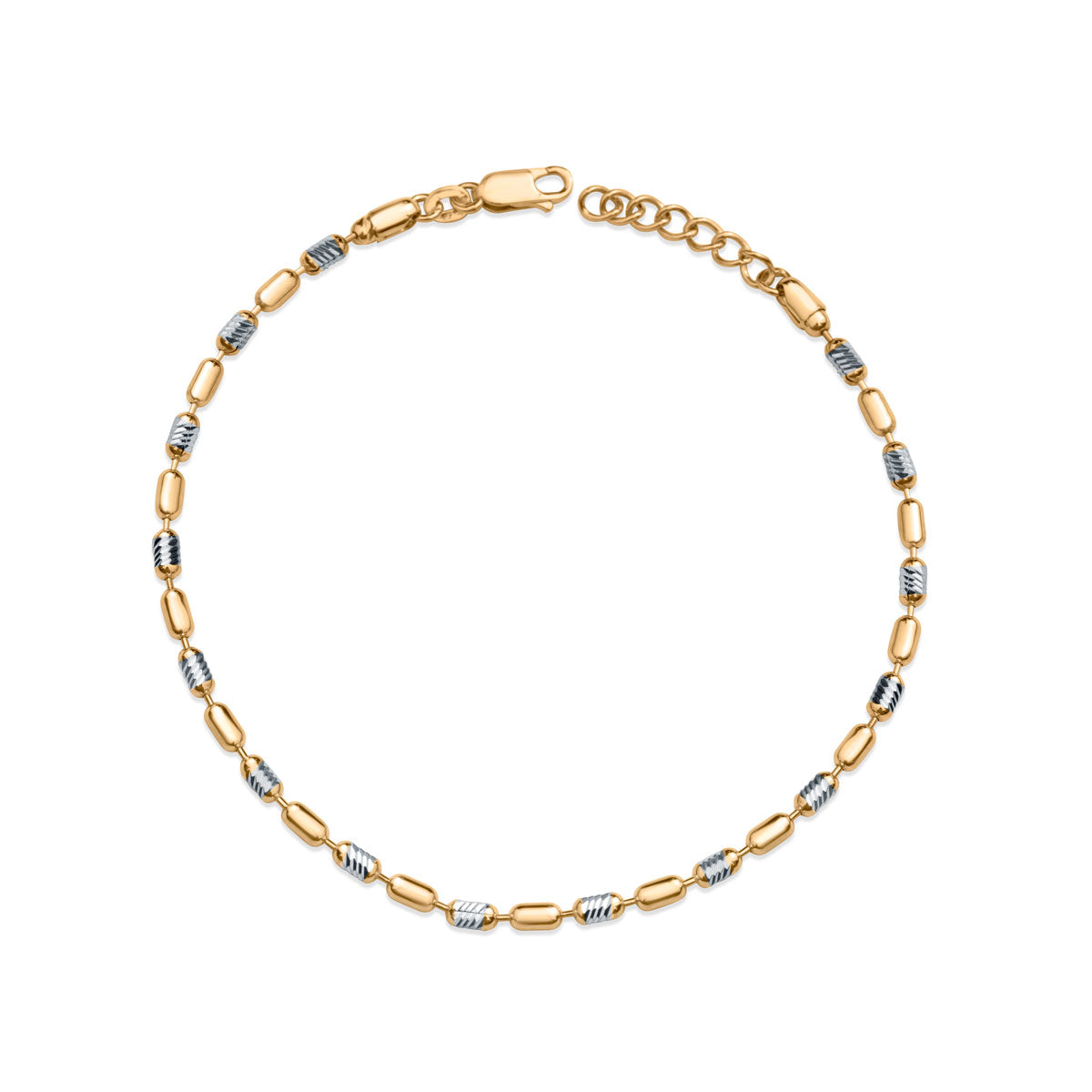 Kavya women's 925 silver anklet with gold and textured silver details