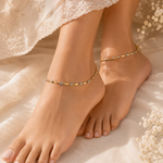 Kavya 925 Sterling Silver dual tone gold and silver anklet for women