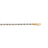 Aarohi women's 925 silver anklet with textured silver elements and gold links with lobster closure