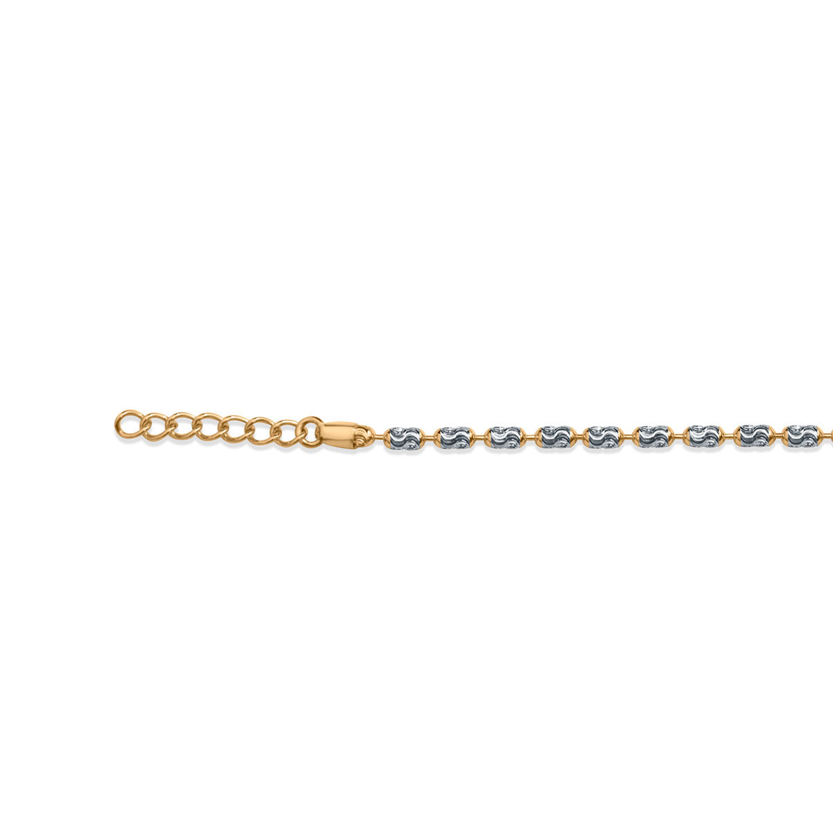 Aarohi women's 925 silver anklet from raajraani with textured silver elements and gold links 