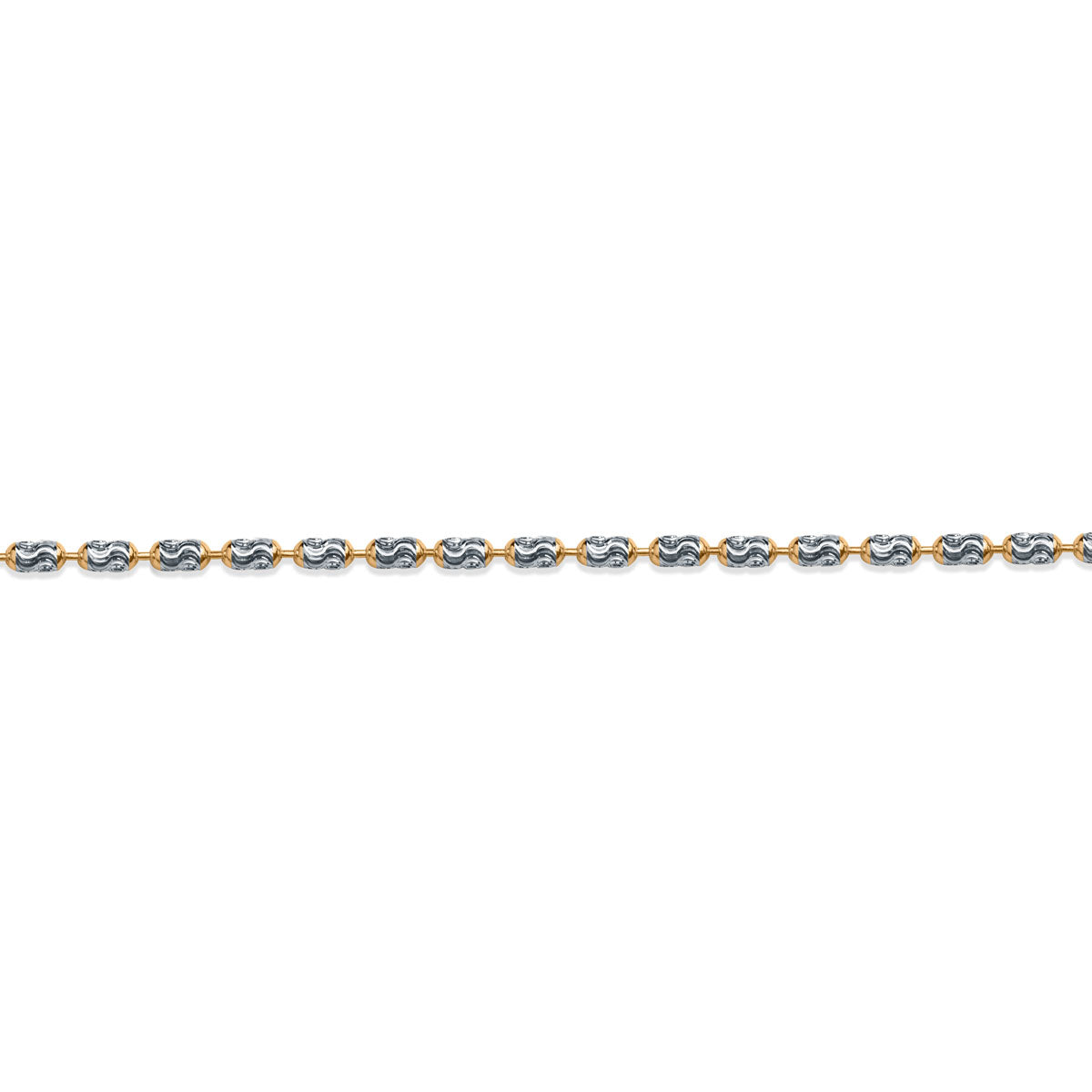 Aarohi women's 925 silver anklet with textured silver elements and gold links