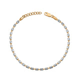 Aarohi women's 925 silver anklet with textured silver elements and gold links