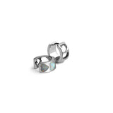 Hearty Affair white opal sterling silver hoops