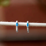 Naazneen blue opal sterling silver hoops
