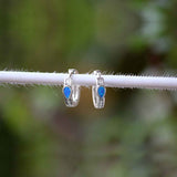 Dewdrop blue opal sterling silver hoops