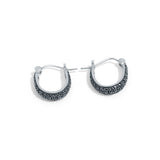 Black sparkle hoop earrings in 925 silver