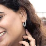 Midnight Spark 925 sterling silver hoop earrings