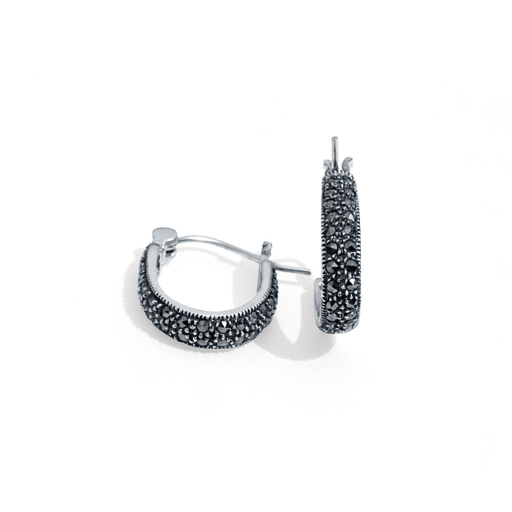 Marcasite hoop earrings in sterling silver