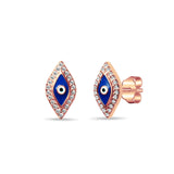 Evil Eye Sterling Silver Rose Gold Stud for Girl