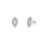 Pink Gaze Evil Eye Sterling Silver Studs for women
