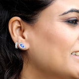 Royal Gaze Evil Eye Sterling Silver Studs for women