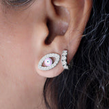 Pink Mystic – Evil Eye Sterling Studs for Women